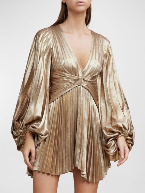 Acler Geneva Metallic Pleated Mini Dress