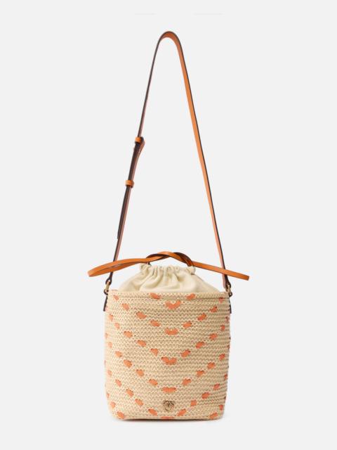 PINKO BUCKET MINI CROSSBODY BAG IN RAFFIA WITH CHEVRON MOTIF