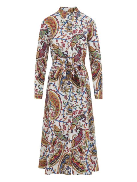 paisley-pattern midi shirt dress