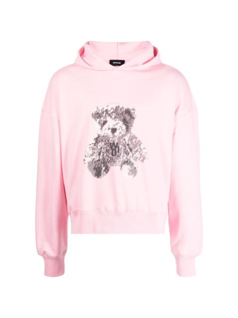 teddy bear-print cotton hoodie