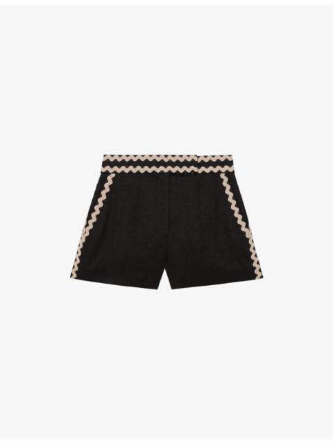 REISS Mila Wave-Trim Linen Shorts