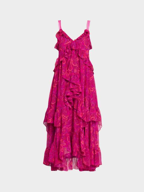 Cinq à Sept Anahi Ruffled Paisley Bloom Maxi Dress