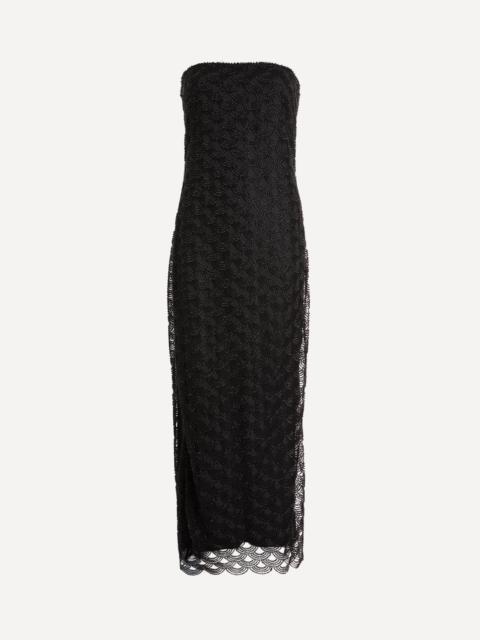 ROTATE Black Beaded Maxi Tube Dress