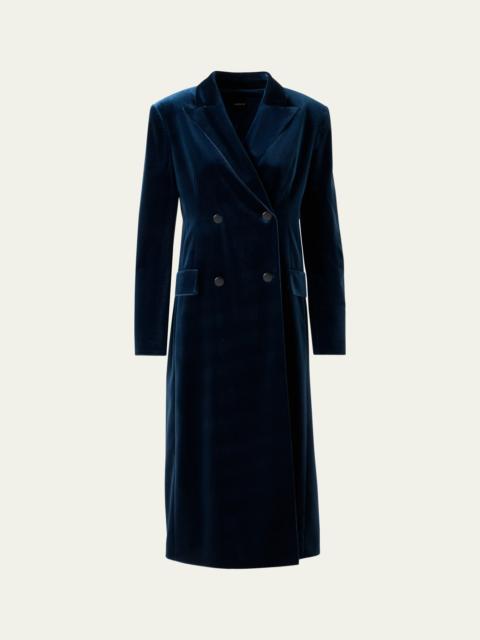 AKRIS Edine Double-Breasted Long Velvet Coat