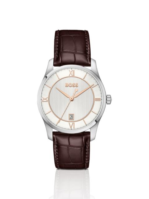 BOSS PRINCIPLE PRESTIGE WATCH WITH SILVER-WHITE TEXTURED DIAL