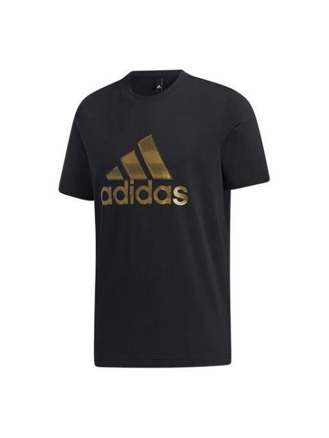 adidas Logo Printing Sports Round Neck Short Sleeve Black GP0969