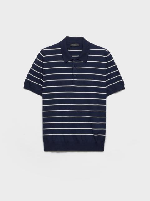 Prada Short-sleeved striped cotton polo shirt