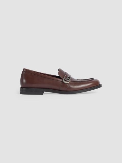 GUCCI Men's Primavera College Leather Loafers - Coffee