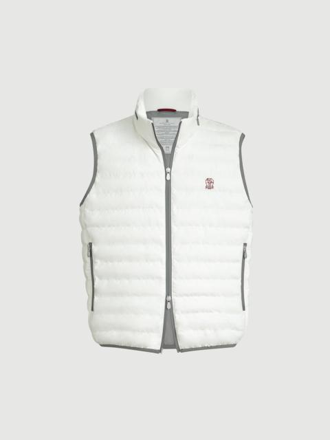 Brunello Cucinelli Bonded nylon down vest with logo and packable hood