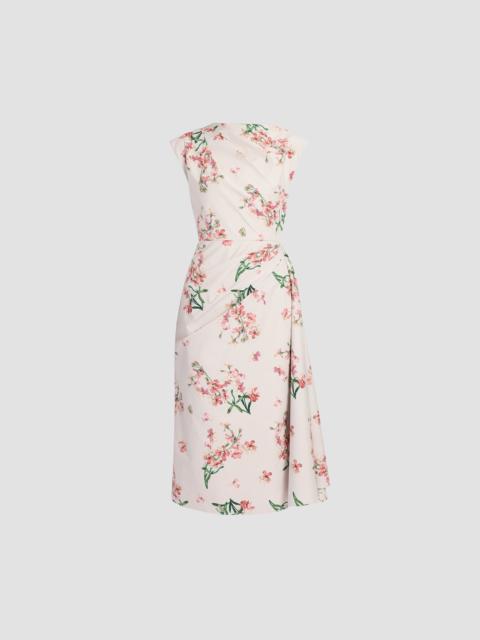 Erdem FLORAL COTTON SHORT SLEEVE MIDI DRESS