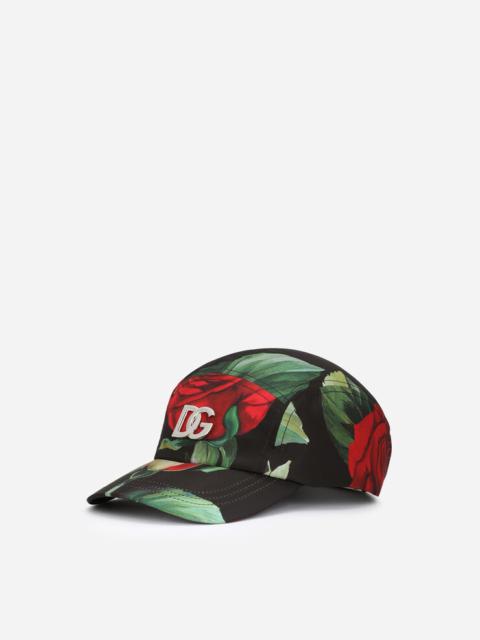 Dolce & Gabbana Nylon baseball cap with red rose print