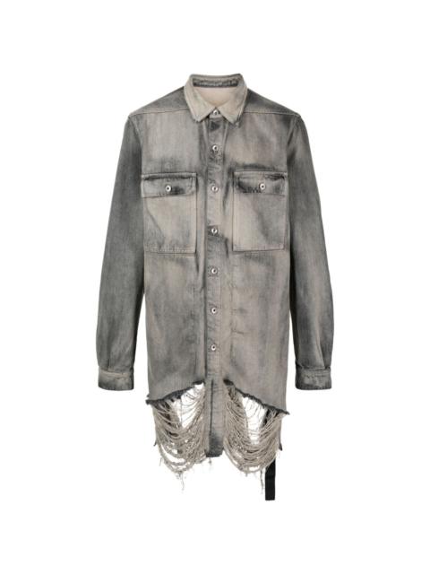 Rick Owens ripped-detailing cotton shirt