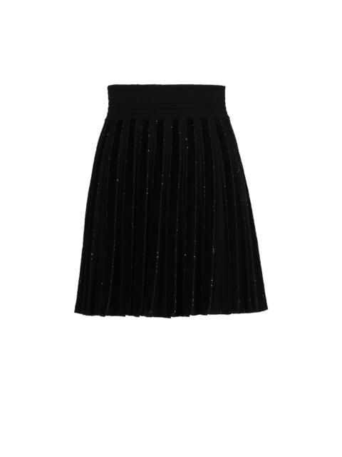 Balmain Pleated glitter knit skirt