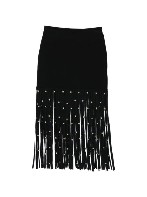 SIMKHAI fringed embellished midi skirt