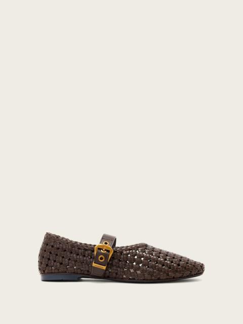 ALLSAINTS SABINE WOVEN LEATHER FLATS