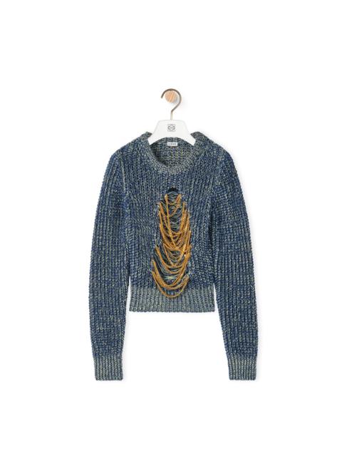 Loewe Ripped chain sweater in hemp and linen