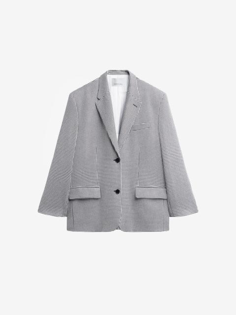 The Frankie Shop Olivella Oversized Padded Blazer - Black Houndstooth