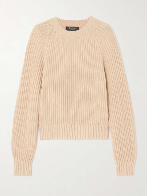 Ribbed-knit silk and cotton-blend sweater