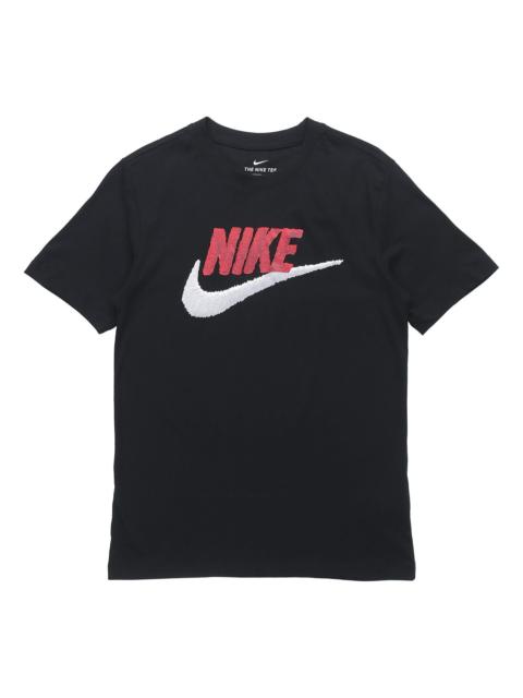 Nike Nike Sportswear Logo Printing Round Neck Short Sleeve Obsidian Color Black AR4994-013