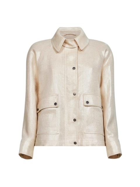 Ivory linen lamé twill jacket