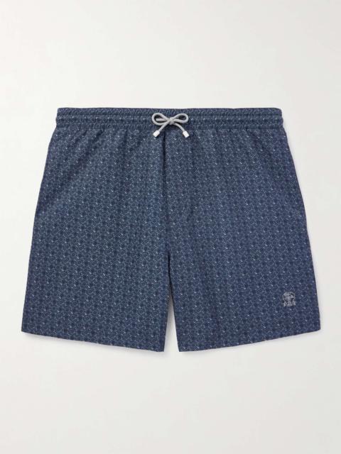 Brunello Cucinelli Straight-Leg Mid-Length Printed Swim Shorts