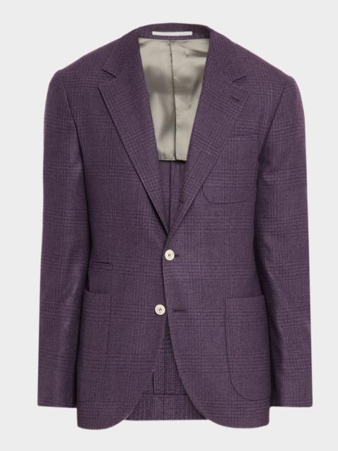 Brunello Cucinelli Men's Tonal Prince of Wales Patch-Pocket Sport Coat