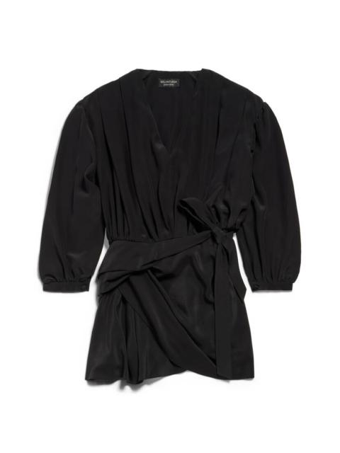 BALENCIAGA Women's V-neck Mini Dress in Black