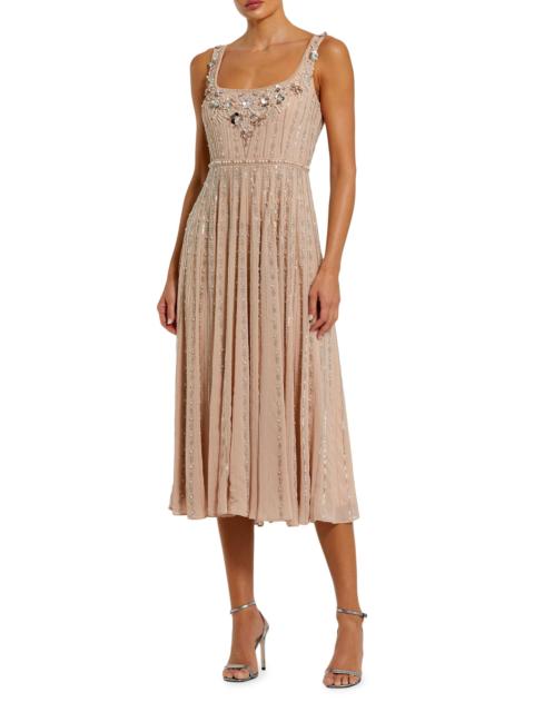 MAC DUGGAL Women's Embellished Georgette Scoopneck Midi-Dress - Rose