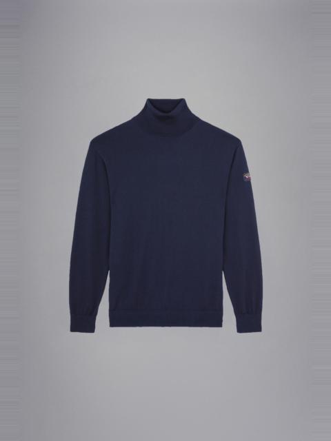 Paul & Shark MERINO WOOL TURTLENECK WITH ICONIC BADGE