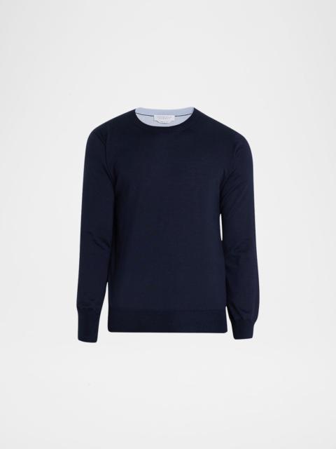 GABRIELA HEARST Men's Wells Cashmere-Silk Reversible Pullover Sweater