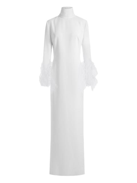 16ARLINGTON Arios feather-trim gown