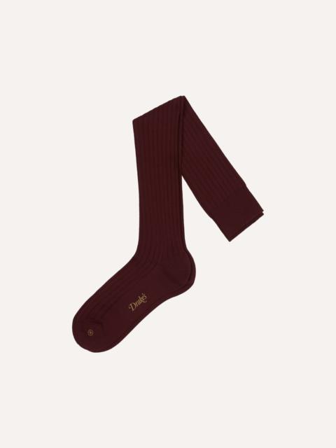 Drake's Burgundy Cotton Over-the-Calf Socks