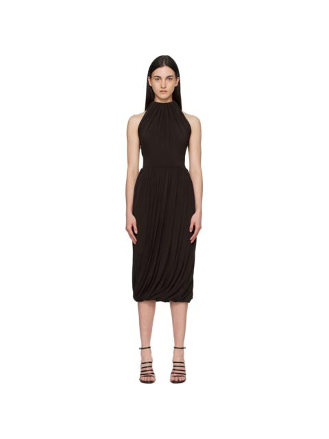Alaïa Brown Twisted Soft Jersey Midi Dress
