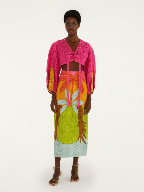 FARM RIO Multicolor Usiacuri Euroflax Premium Linen Midi Skirt