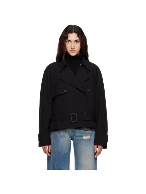 MM6 Maison Margiela Black Belted Wool Blend Jacket
