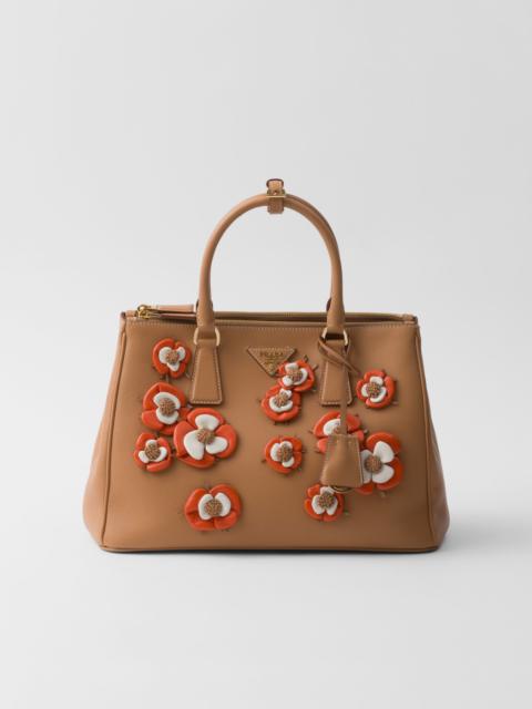 Large Prada Galleria leather bag with floral appliqués