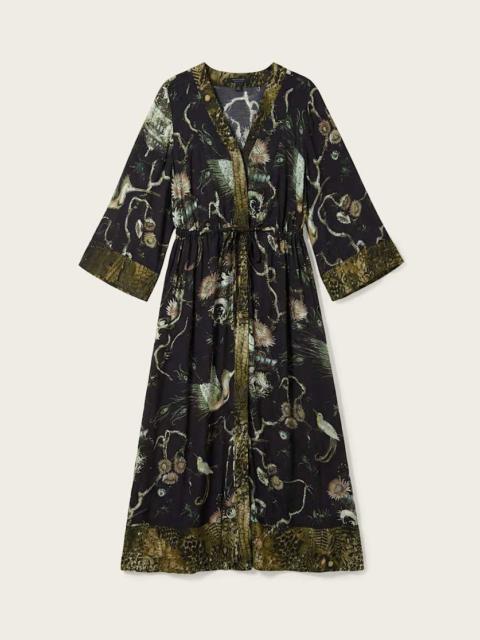 ALLSAINTS DIANA CONTRAST PRINT MIDI DRESS