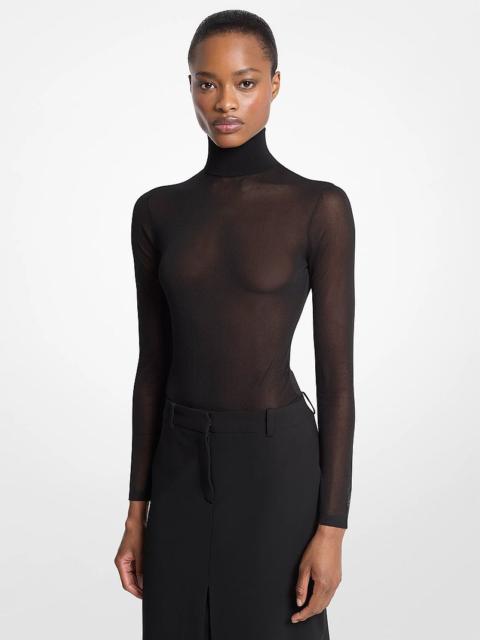 MICHAEL KORS COLLECTION Superfine Sheer Viscose Turtleneck Bodysuit