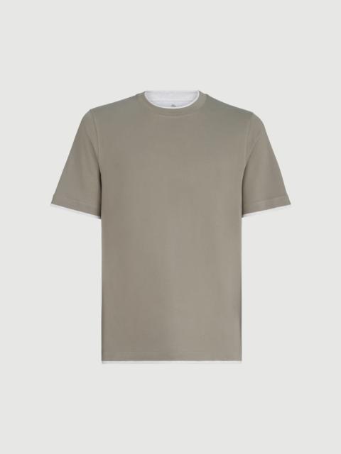 Brunello Cucinelli Cotton jersey crew neck T-shirt with faux-layering