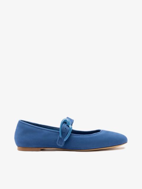 Larroudé Verona Ballet Flat Blue Suede