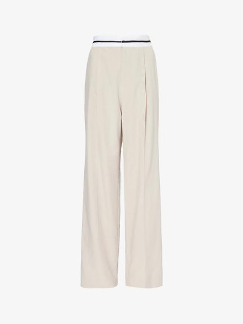 VIKTORIA & WOODS Wilson elasticated-waistband straight-leg relaxed-fit cotton and linen-blend trousers