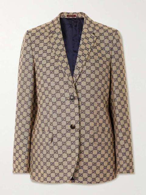 Linen-blend canvas-jacquard blazer