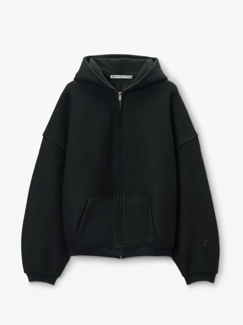 Alexander Wang STAR ZIP UP HOODIE IN DENSE FLEECE