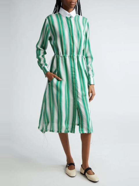 WALES BONNER Stripe Long Sleeve Stretch Supima Cotton Dress