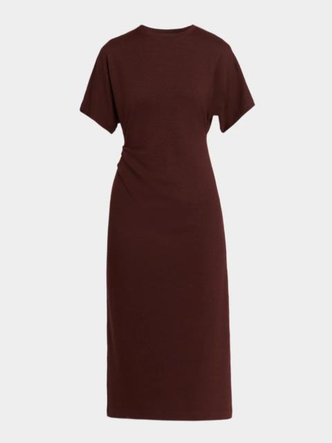 Vince Short-Sleeve Ruched Jersey Midi Dress