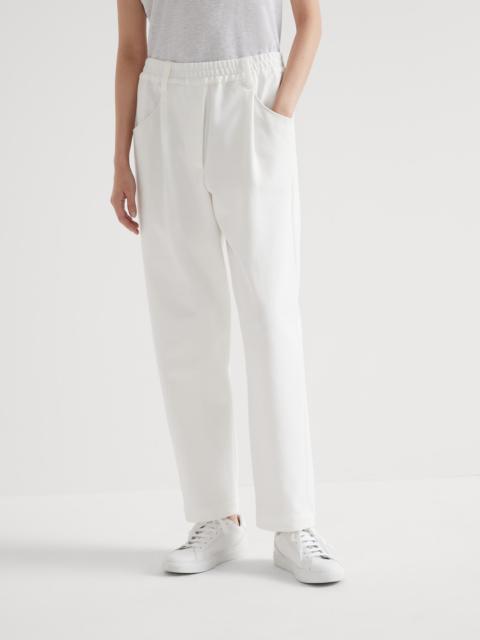 Stretch cotton couture interlock baggy trousers