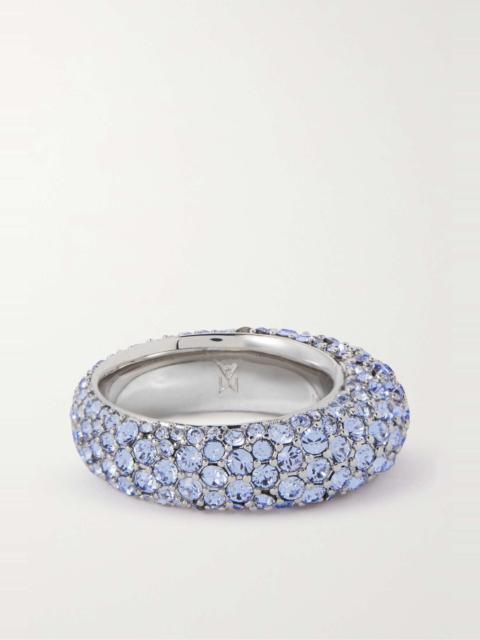 Amina Muaddi Cameron silver-tone crystal ring