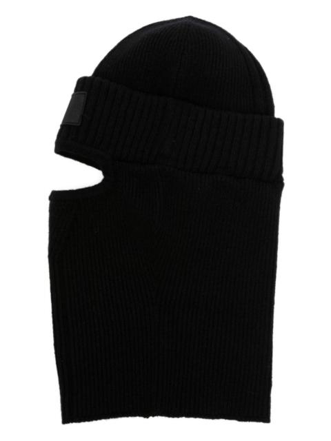 Y-3 logo-patch ribbed-knit balaclava