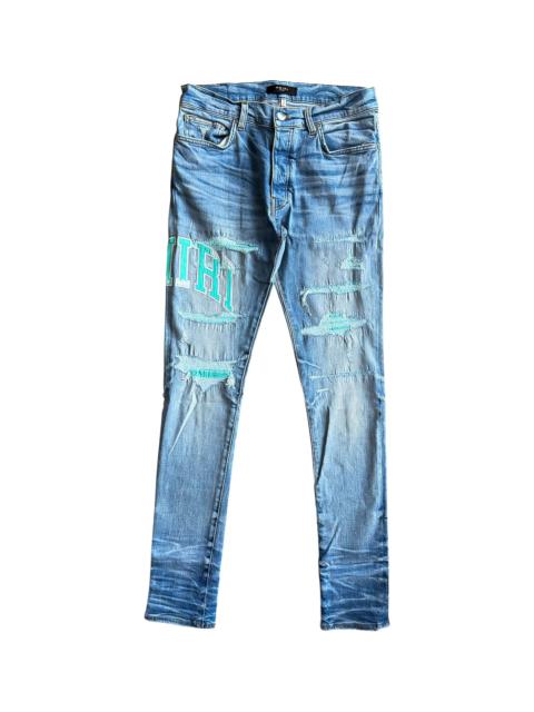 AMIRI Varsity Logo Repair Jeans "Perfect Indigo / Blue" AMDNSY1050 426