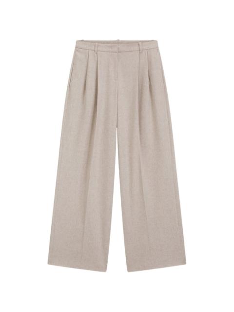 BOSS wide-leg trousers in melange flannel with front pleats